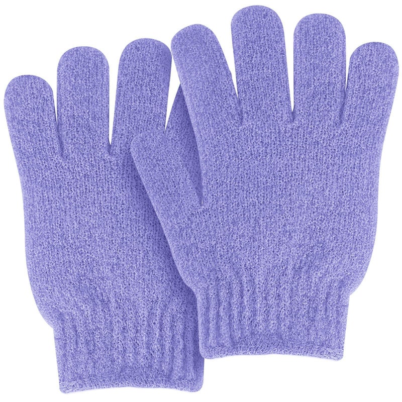 MOLOPPO Bath Glove 2 PCS Use Loofah Sponge Exfoliating Body Scrubber Deep Cleansing Removes Dead Skin for Both Women and Men(Purple) - Image 1